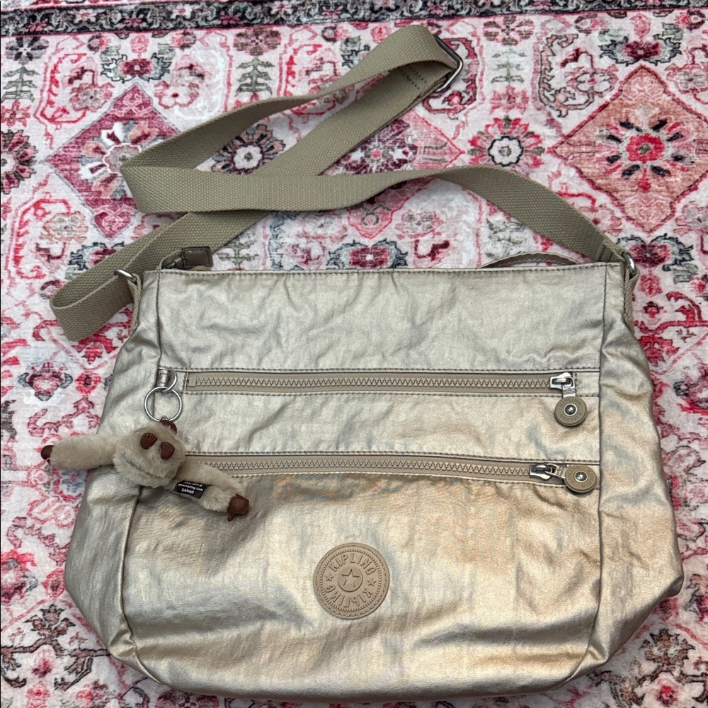 Kipling Metallic Gold Crossbody Bag